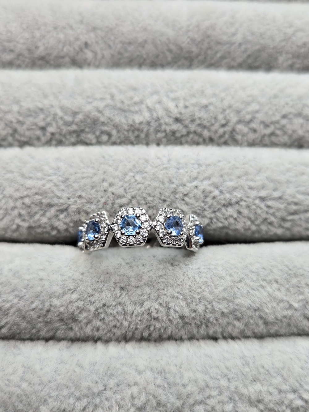 Size 6 Aquamarine Cubic Zirconia Rhodium Plated Bomb Party RBP6670 Free The Inne